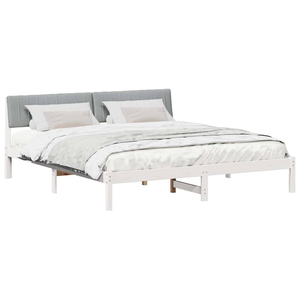 Bedframe Wit en lichtgrijs 180 x 200 cm Massief grenenhout