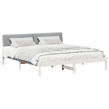 Bedframe Wit en lichtgrijs 180 x 200 cm Massief grenenhout