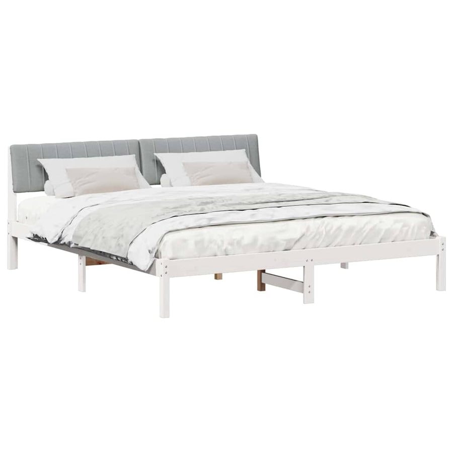 Bedframe Wit en lichtgrijs 180 x 200 cm Massief grenenhout