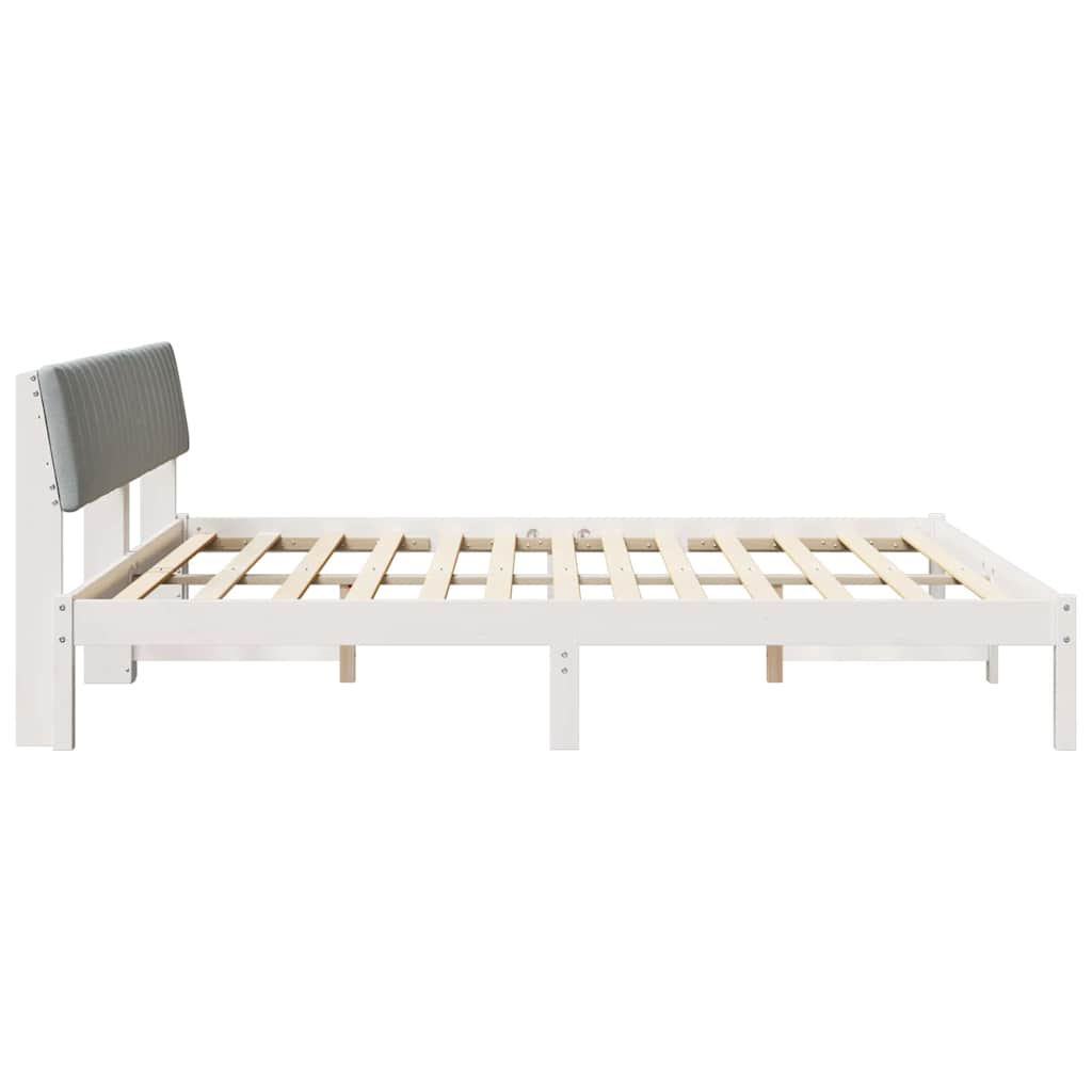 Bedframe Wit en lichtgrijs 180 x 200 cm Massief grenenhout