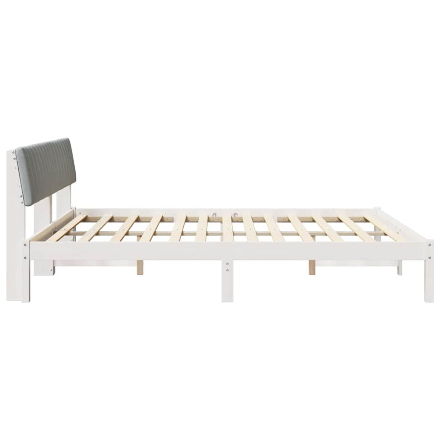 Bedframe Wit en lichtgrijs 180 x 200 cm Massief grenenhout