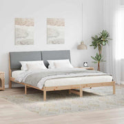 Bedframe massief grenenhout 200x200 cm bruin lichtgrijs