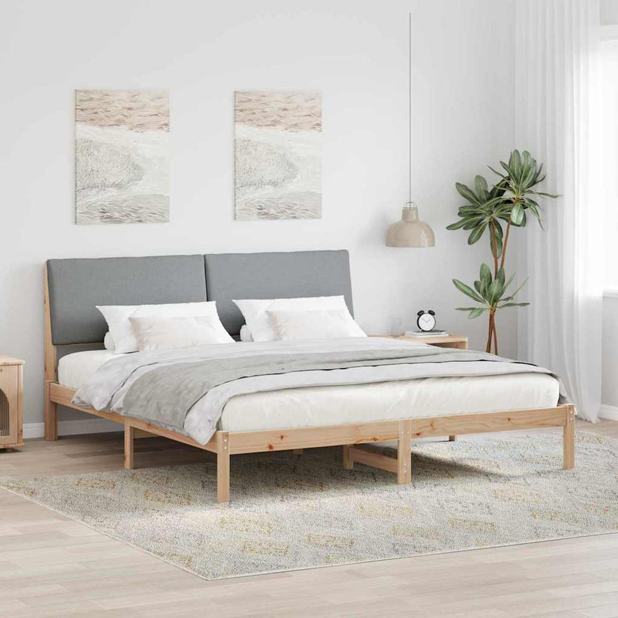 Bedframe Bruin en lichtgrijs 200 x 200 cm Massief grenenhout