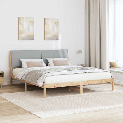 Bedframe Bruin en lichtgrijs 200 x 200 cm Massief grenenhout