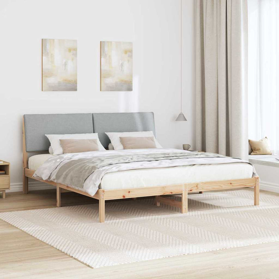 Bedframe Bruin en lichtgrijs 200 x 200 cm Massief grenenhout