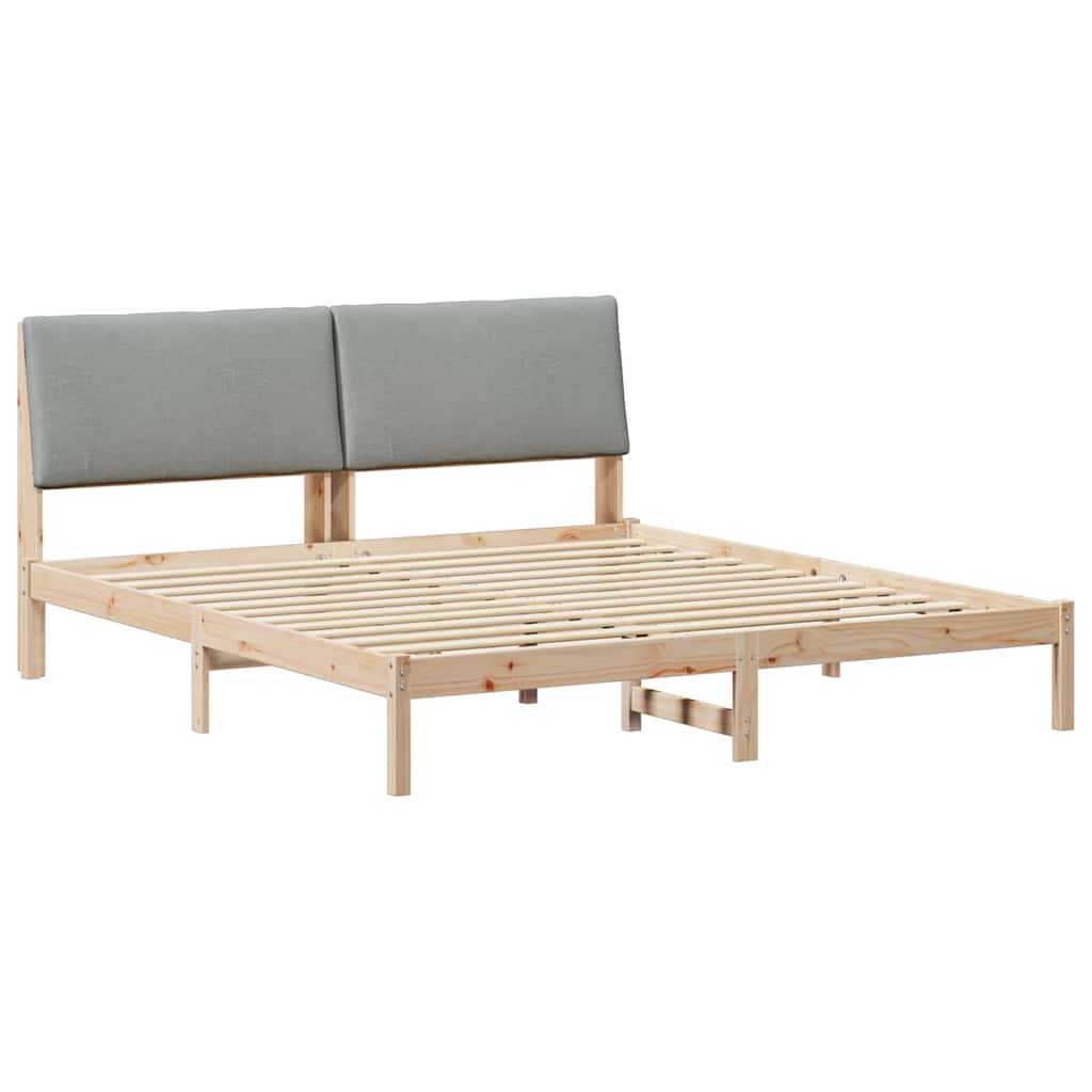 Bedframe Bruin en lichtgrijs 200 x 200 cm Massief grenenhout