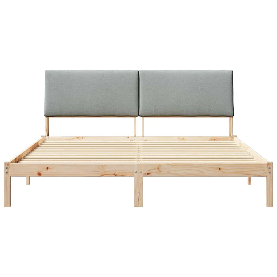 Bedframe Bruin en lichtgrijs 200 x 200 cm Massief grenenhout
