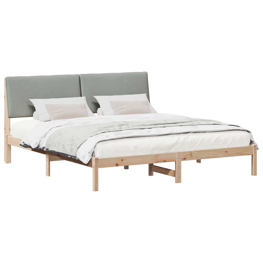 Bedframe Bruin en lichtgrijs 200 x 200 cm Massief grenenhout