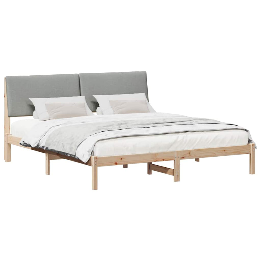 Bedframe Bruin en lichtgrijs 200 x 200 cm Massief grenenhout