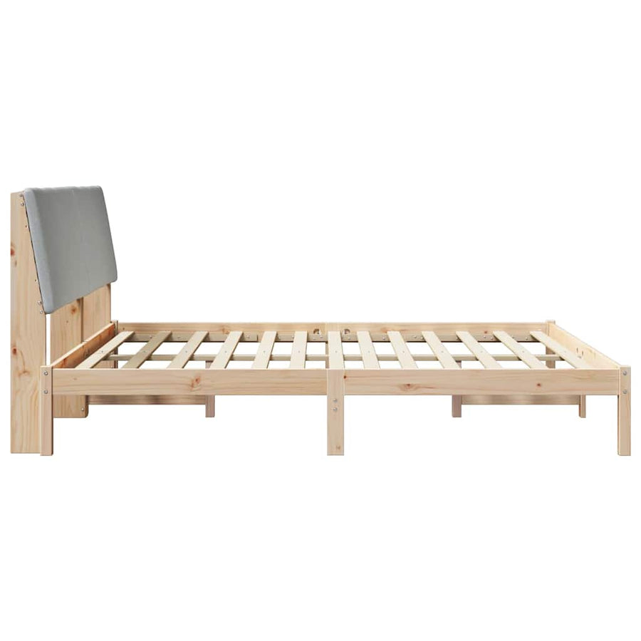 Bedframe Bruin en lichtgrijs 200 x 200 cm Massief grenenhout