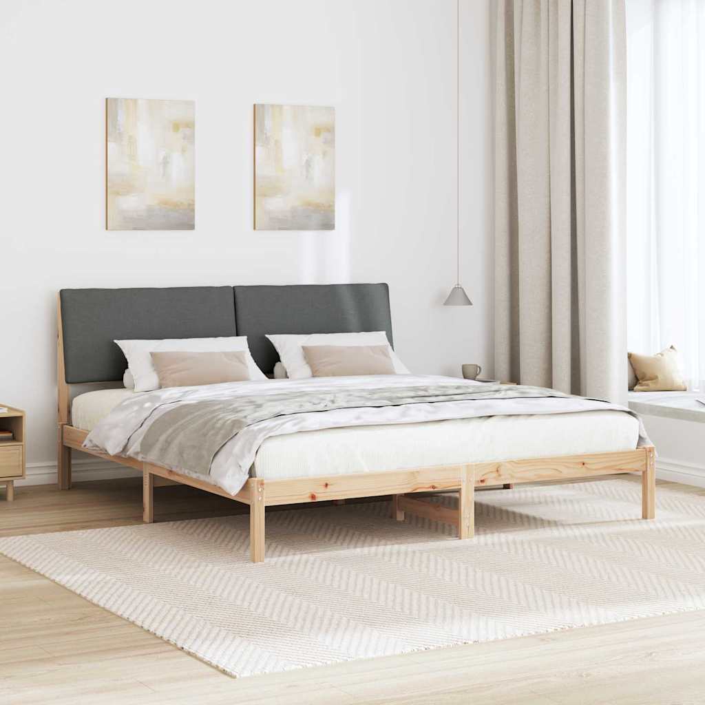 Bedframe Bruin en donkergrijs 200 x 200 cm Massief grenenhout