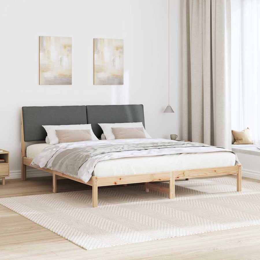 Bedframe Bruin en donkergrijs 200 x 200 cm Massief grenenhout