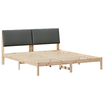 Bedframe Bruin en donkergrijs 200 x 200 cm Massief grenenhout