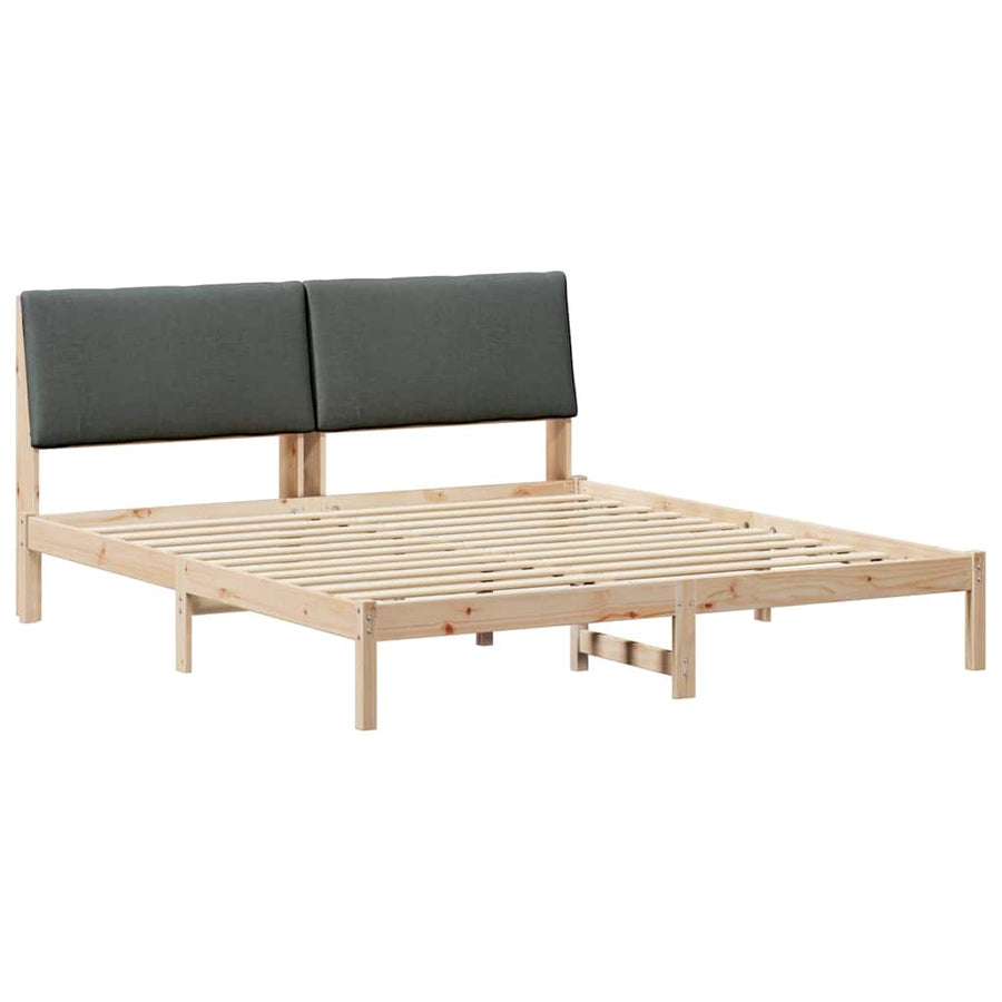 Bedframe Bruin en donkergrijs 200 x 200 cm Massief grenenhout