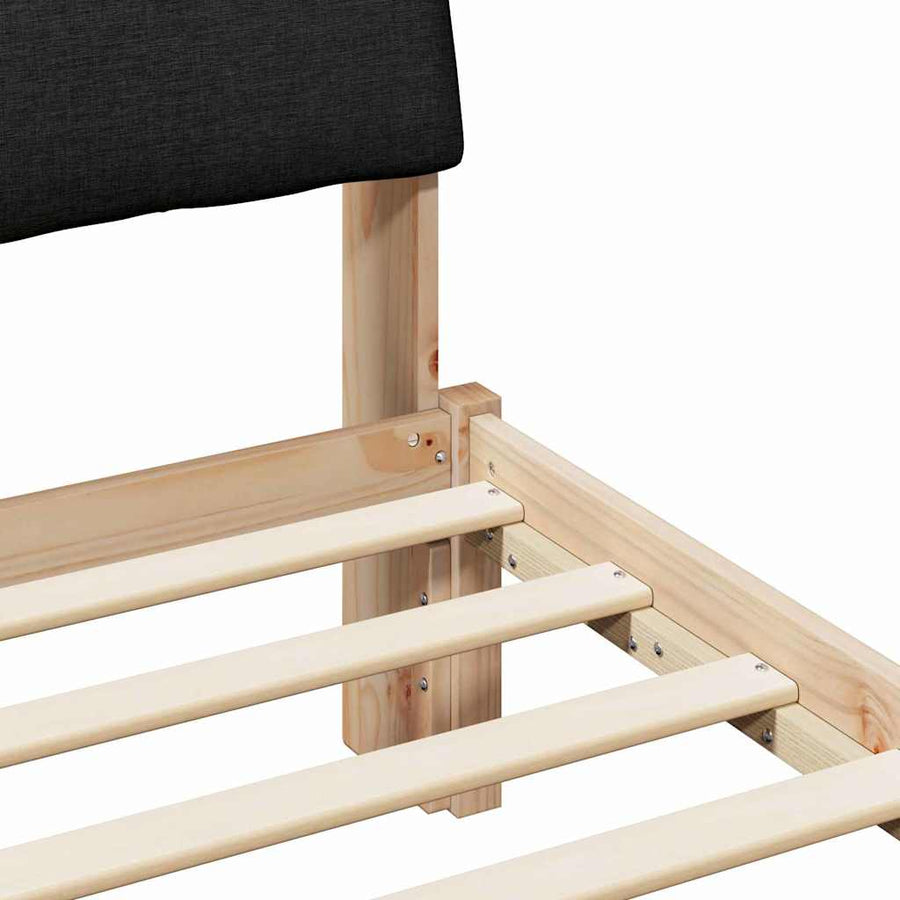 Bedframe Bruin en zwart 200 x 200 cm Massief grenenhout
