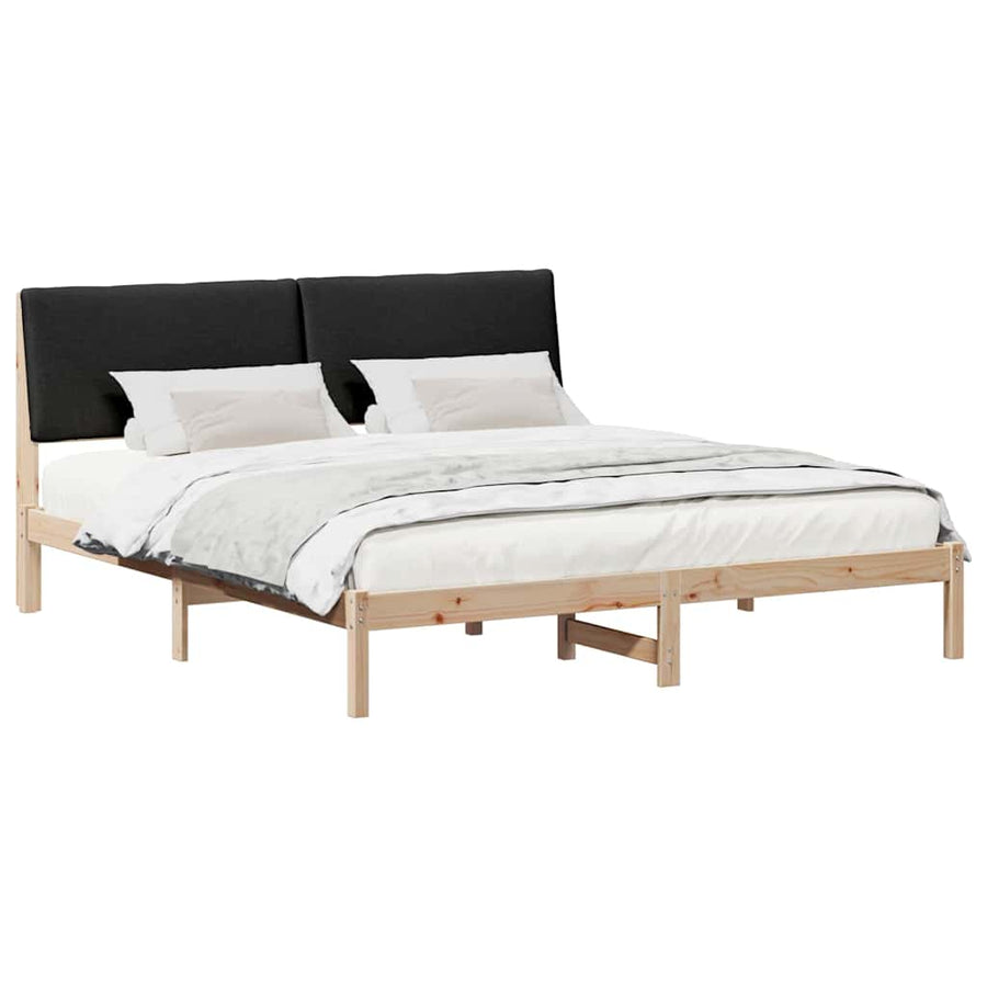 Bedframe Bruin en zwart 200 x 200 cm Massief grenenhout