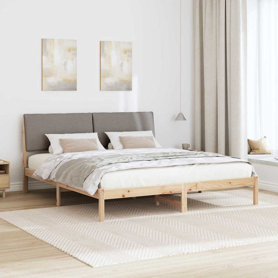 Bedframe Bruin en taupe 200 x 200 cm Massief grenenhout