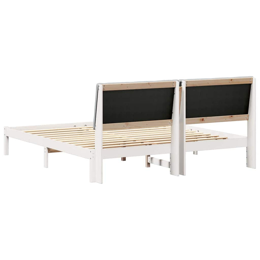 Bedframe Wit en lichtgrijs 200 x 200 cm Massief grenenhout