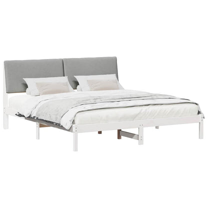 Bedframe Wit en lichtgrijs 200 x 200 cm Massief grenenhout