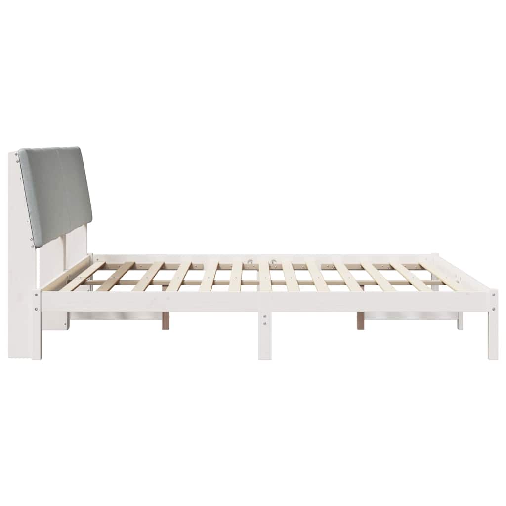 Bedframe Wit en lichtgrijs 200 x 200 cm Massief grenenhout