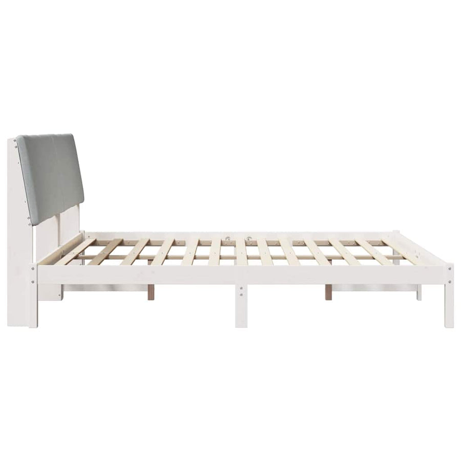 Bedframe Wit en lichtgrijs 200 x 200 cm Massief grenenhout