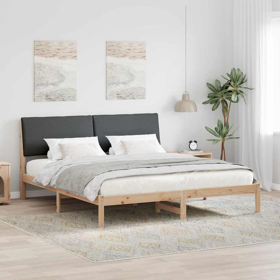 Bedframe Bruin en donkergrijs 180 x 200 cm Massief grenenhout