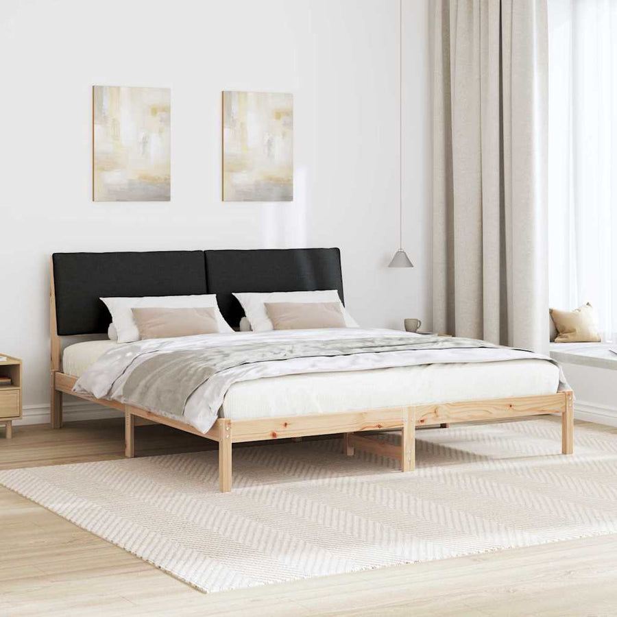 Bedframe Bruin en zwart 180 x 200 cm Massief grenenhout