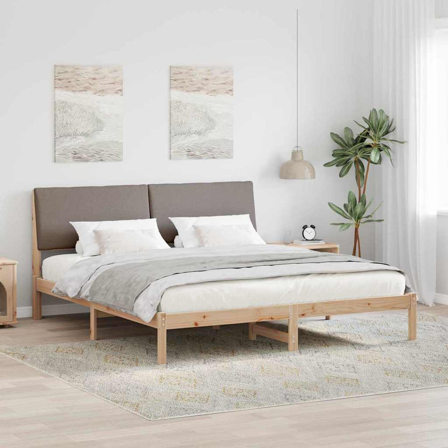Bedframe Bruin en taupe 180 x 200 cm Massief grenenhout
