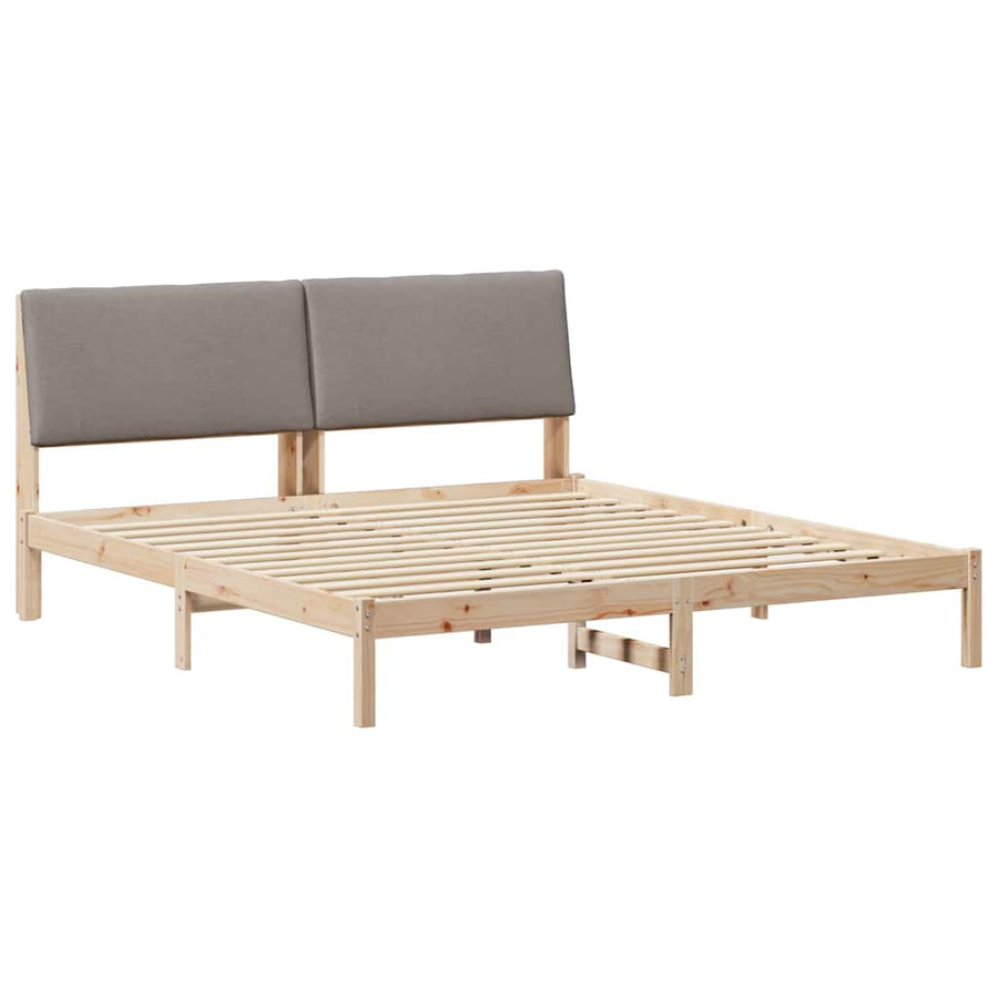 Bedframe Bruin en taupe 180 x 200 cm Massief grenenhout