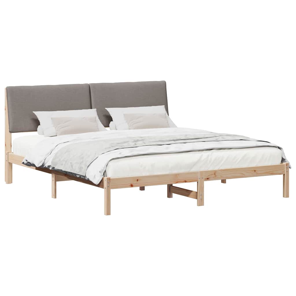 Bedframe Bruin en taupe 180 x 200 cm Massief grenenhout