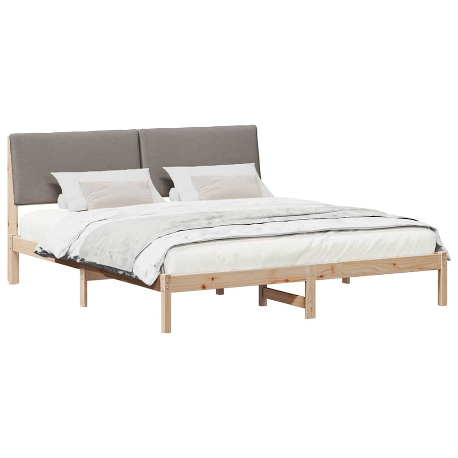 Bedframe Bruin en taupe 180 x 200 cm Massief grenenhout