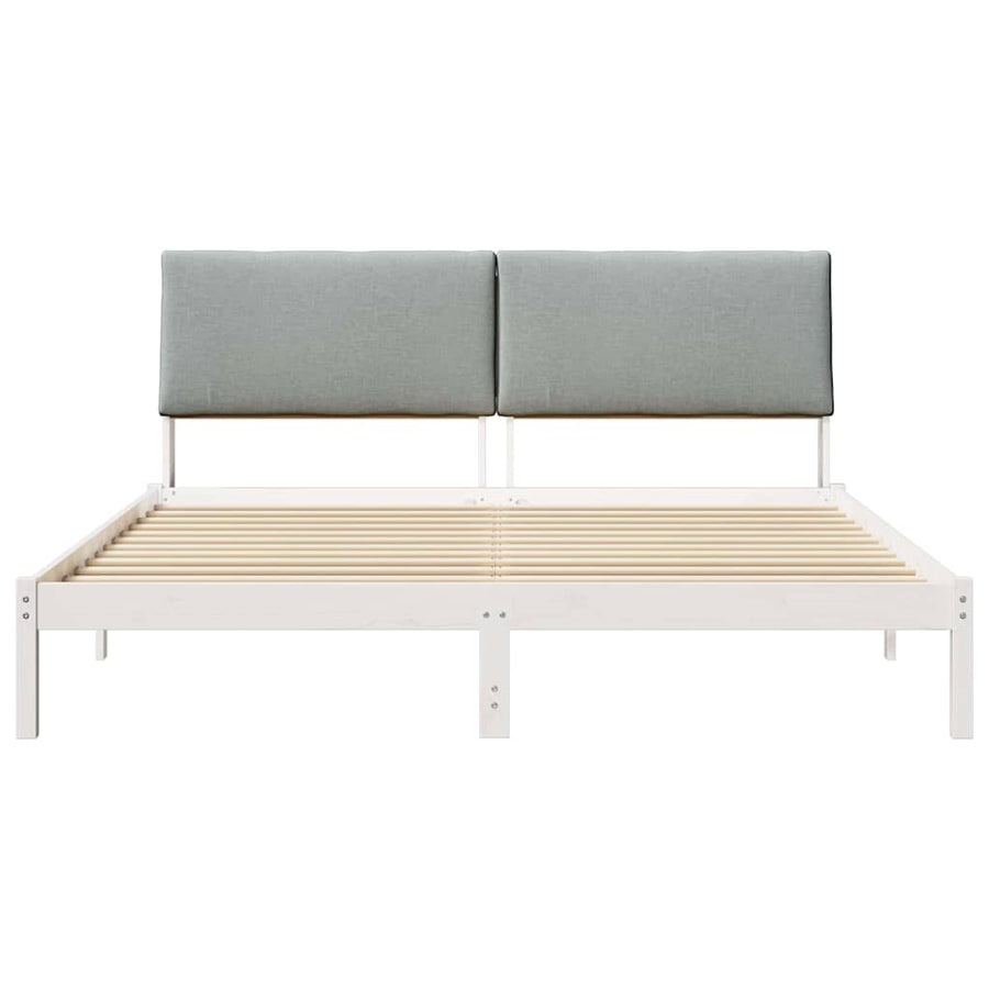 Bedframe Wit en lichtgrijs 180 x 200 cm Massief grenenhout