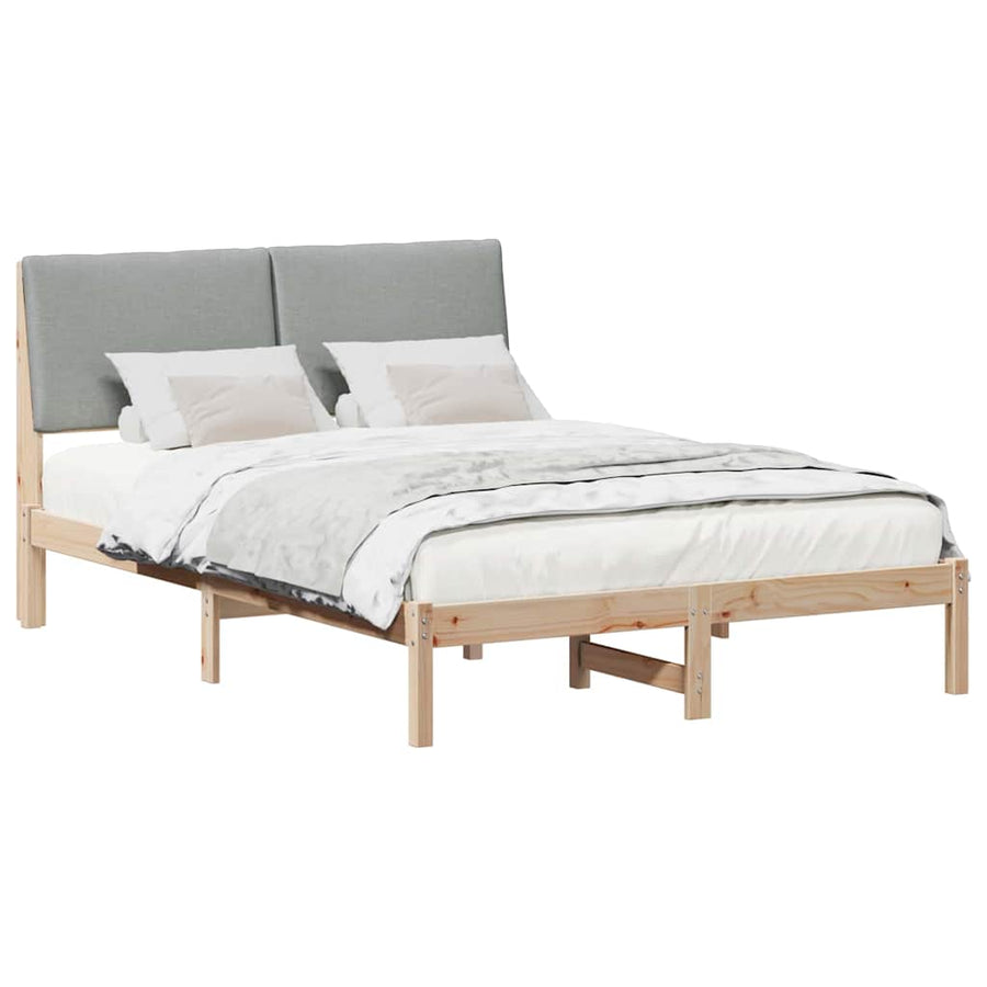 Bedframe Bruin en lichtgrijs 160 x 200 cm Massief grenenhout