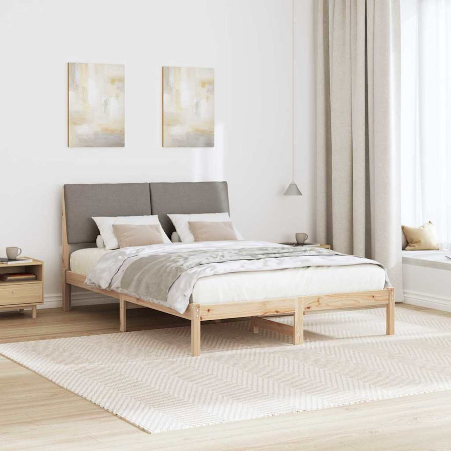Bedframe Bruin en taupe 160 x 200 cm Massief grenenhout