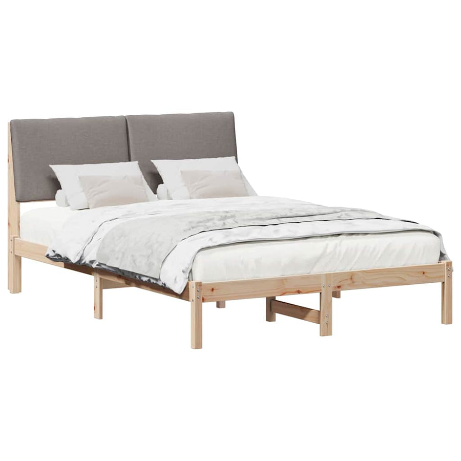 Bedframe Bruin en taupe 160 x 200 cm Massief grenenhout