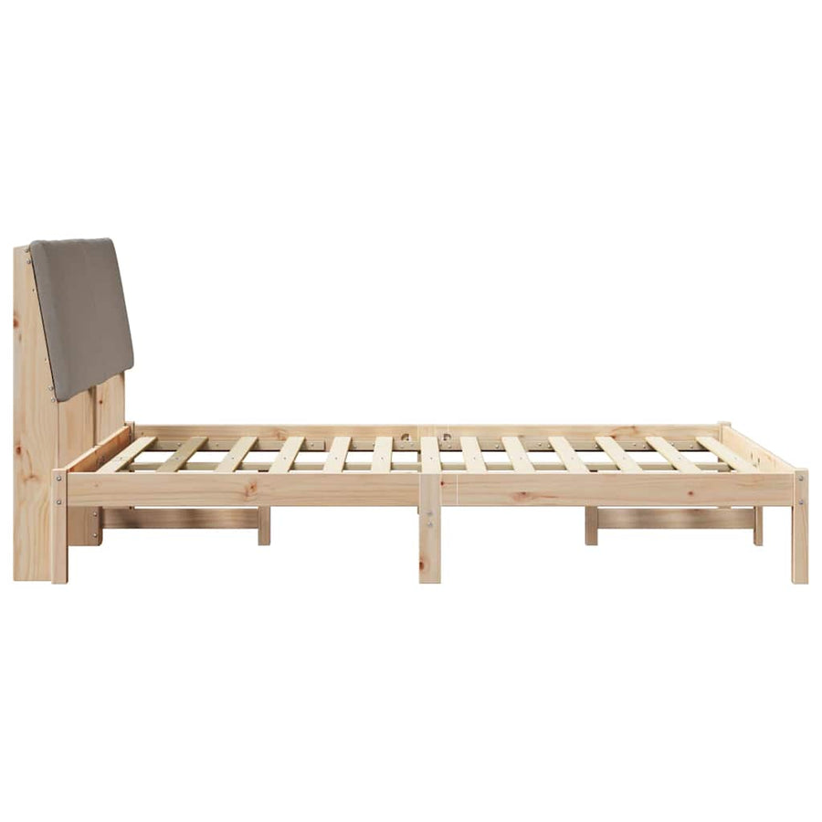 Bedframe Bruin en taupe 160 x 200 cm Massief grenenhout