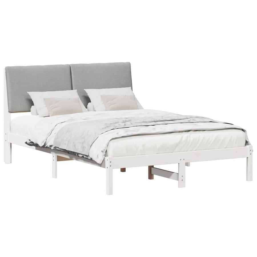 Bedframe Wit en lichtgrijs 160 x 200 cm Massief grenenhout