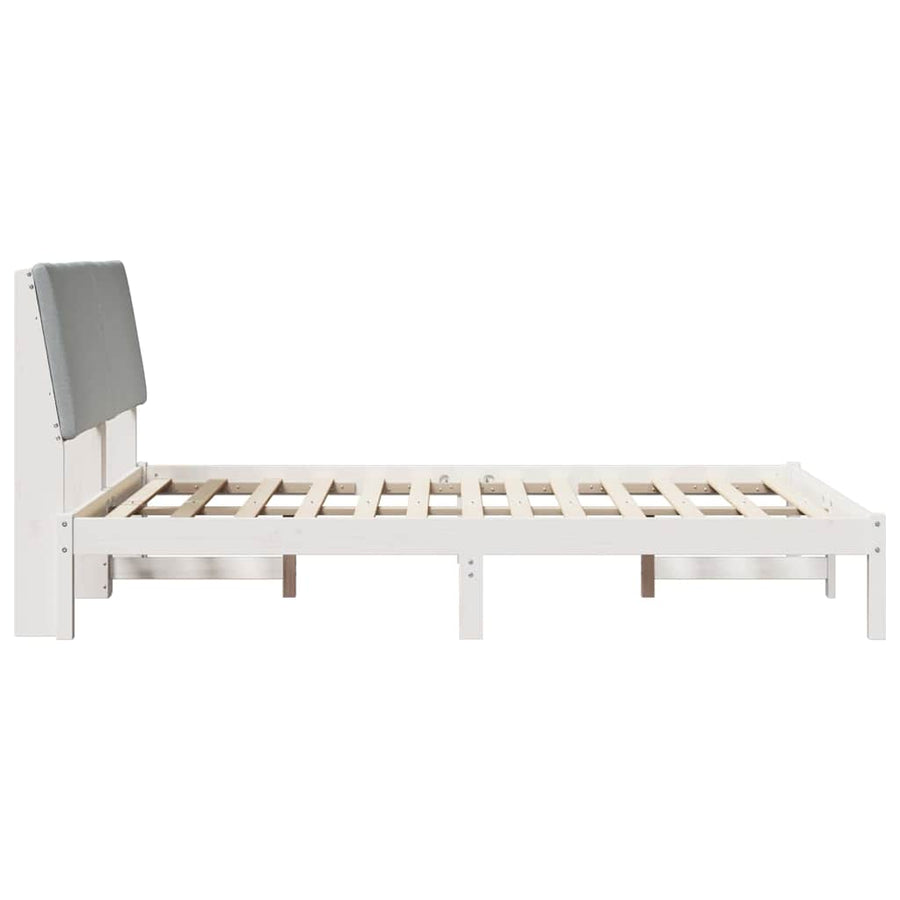 Bedframe Wit en lichtgrijs 160 x 200 cm Massief grenenhout