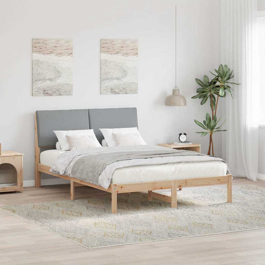 Bedframe Bruin en lichtgrijs 150 x 200 cm Massief grenenhout