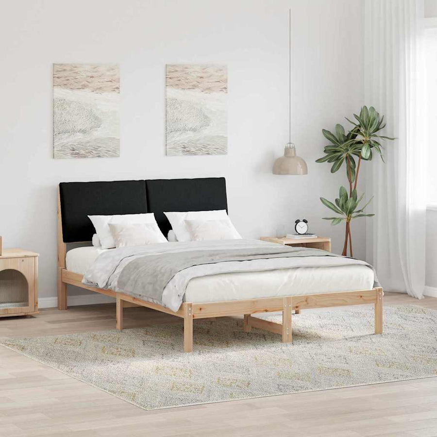 Bedframe Bruin en zwart 150 x 200 cm Massief grenenhout