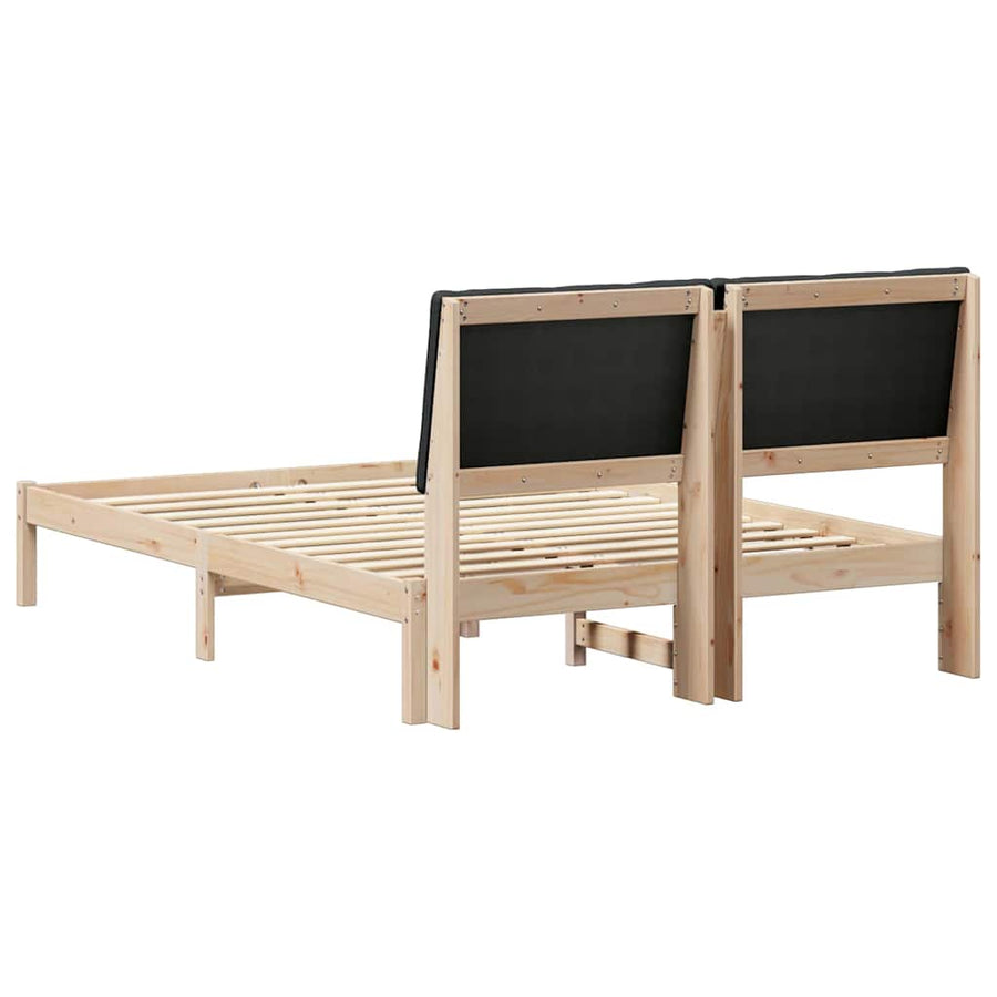 Bedframe Bruin en zwart 150 x 200 cm Massief grenenhout