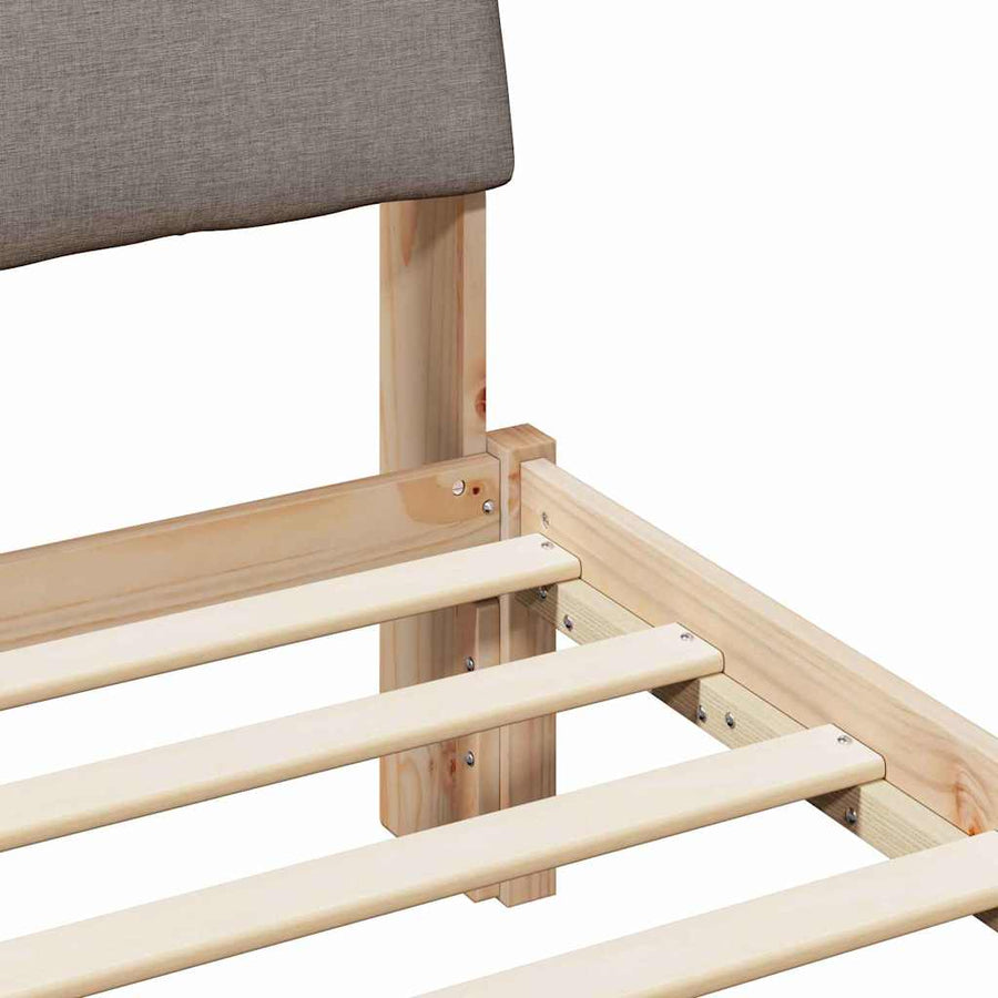 Bedframe Bruin en taupe 150 x 200 cm Massief grenenhout