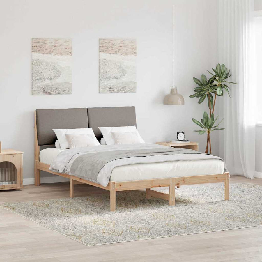 Bedframe Bruin en taupe 150 x 200 cm Massief grenenhout