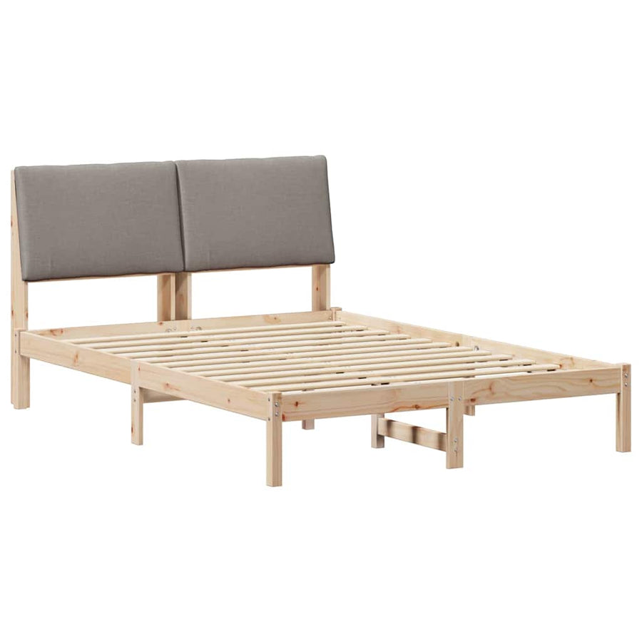 Bedframe Bruin en taupe 150 x 200 cm Massief grenenhout