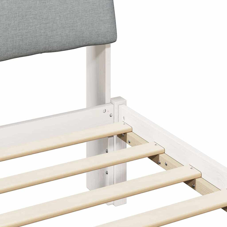 Bedframe Wit en lichtgrijs 150 x 200 cm Massief grenenhout