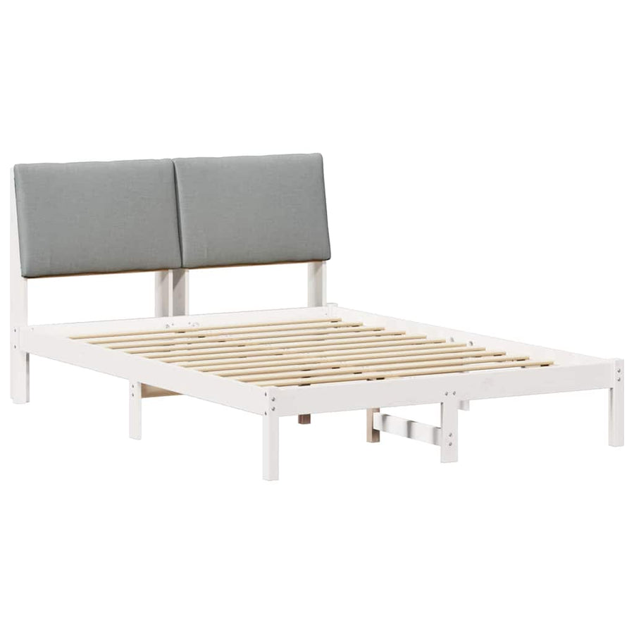 Bedframe Wit en lichtgrijs 150 x 200 cm Massief grenenhout