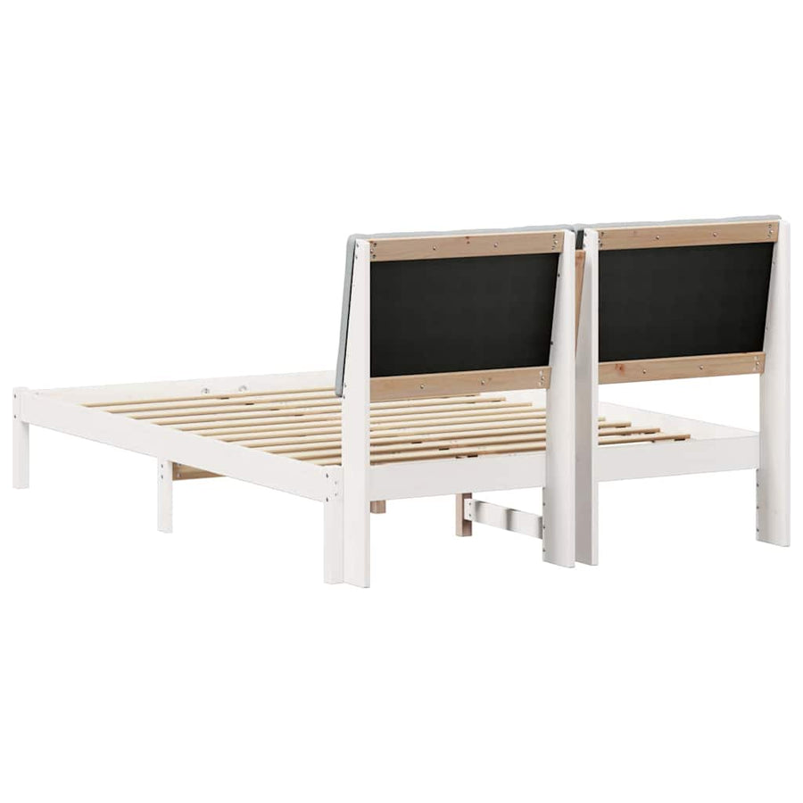 Bedframe Wit en lichtgrijs 150 x 200 cm Massief grenenhout