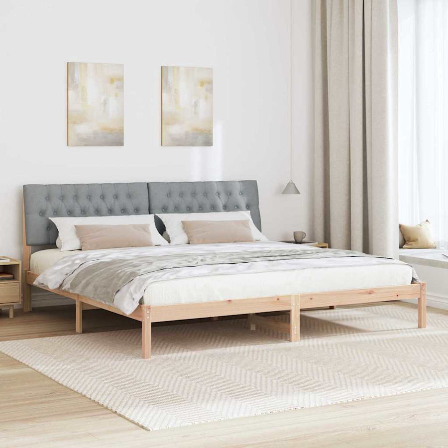 Bedframe met Gevoerd Hoofdgedeelte Bruin 200 x 200 cm