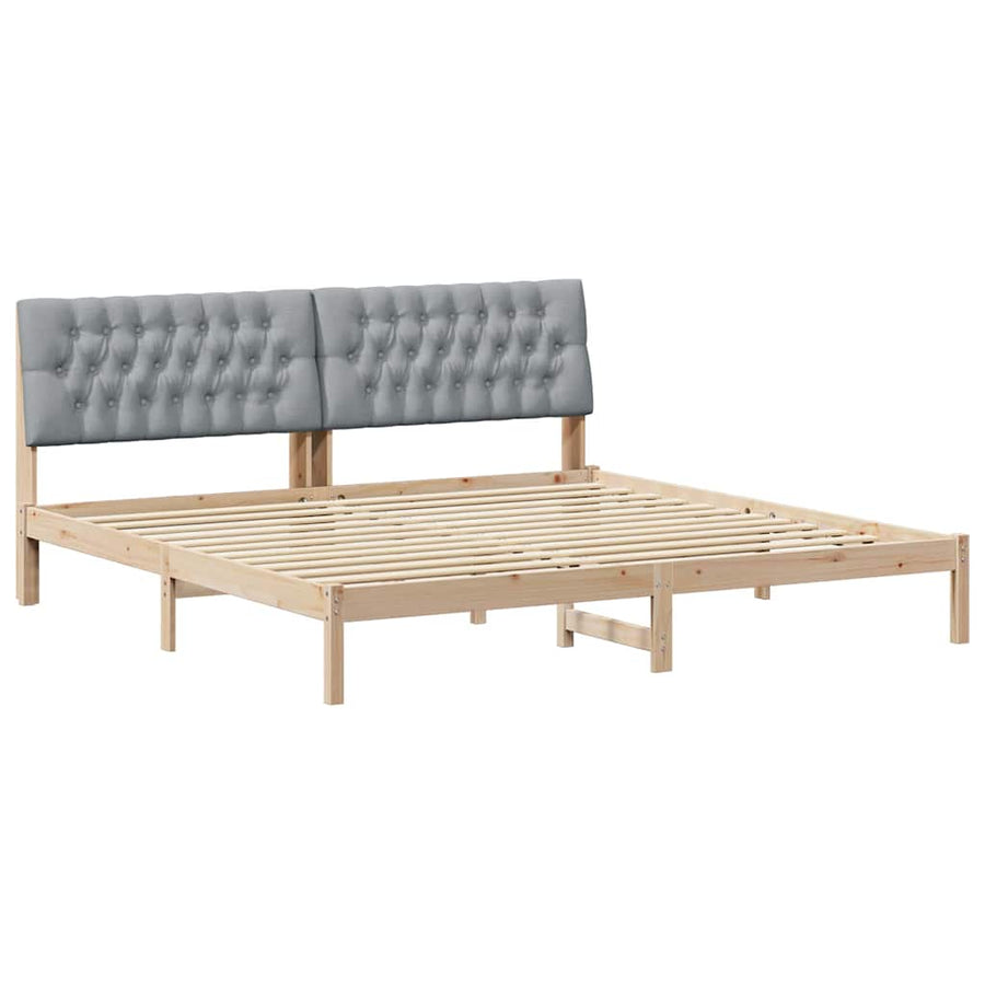 Bedframe met Gevoerd Hoofdgedeelte Bruin 200 x 200 cm