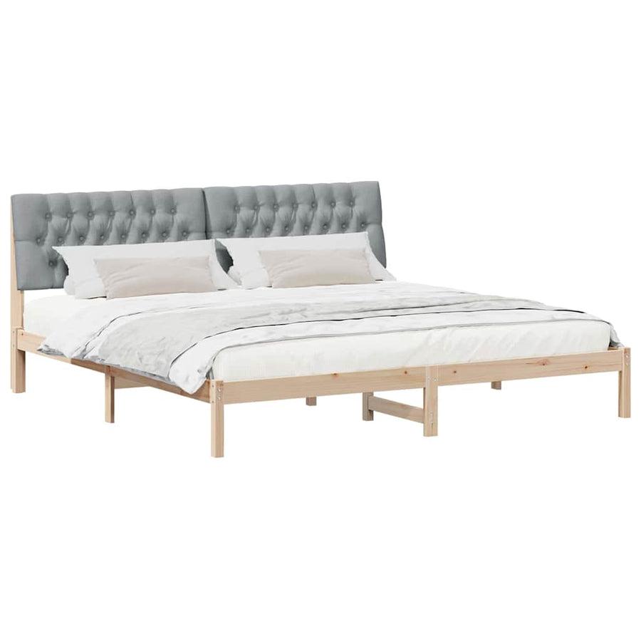 Bedframe met Gevoerd Hoofdgedeelte Bruin 200 x 200 cm